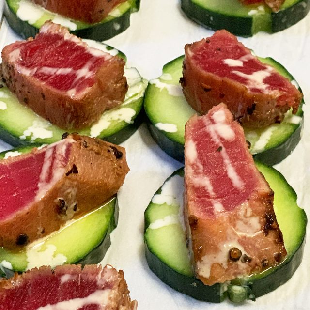 Seared Ahi on Cucumber Round (GF)