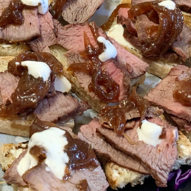 Grilled Flat Iron Steak Crostini